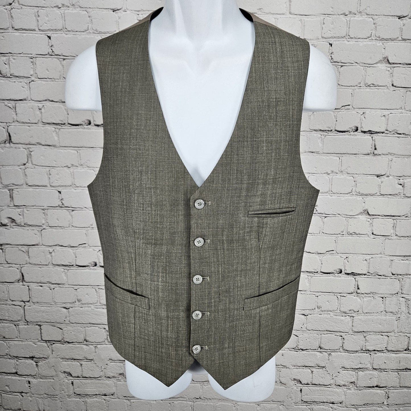 Bykowski Tailor & Garb Grey 5 Button Lined Welt Pockets Suit Vest Waistcoat 36