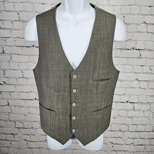 Bykowski Tailor & Garb Grey 5 Button Lined Welt Pockets Suit Vest Waistcoat 36