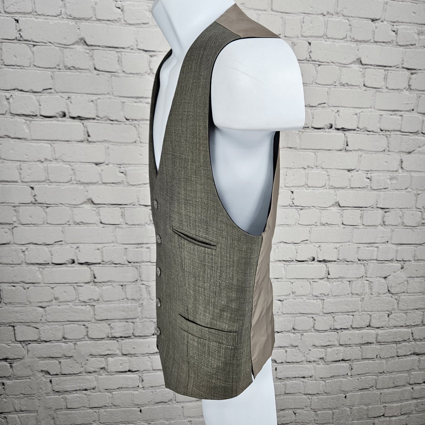 Bykowski Tailor & Garb Grey 5 Button Lined Welt Pockets Suit Vest Waistcoat 36