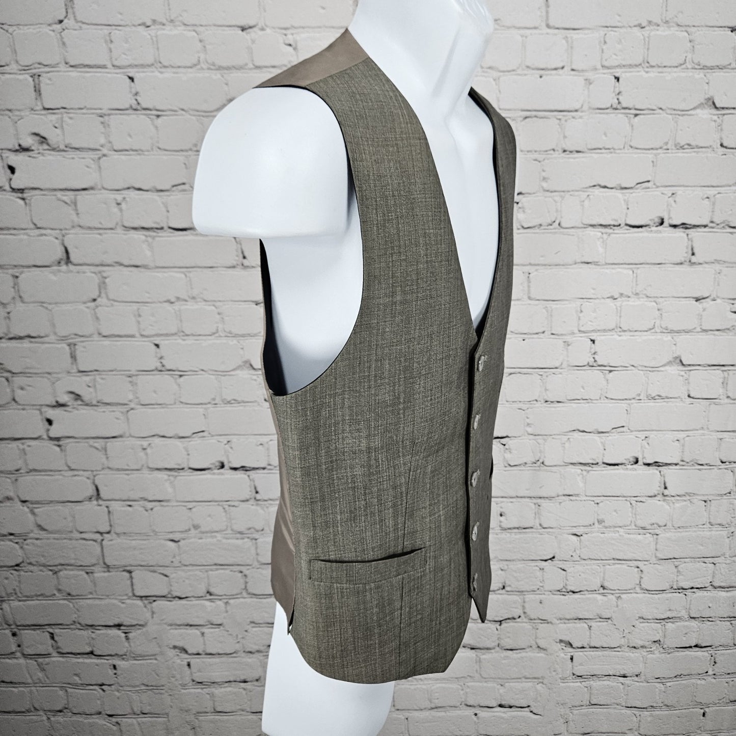 Bykowski Tailor & Garb Grey 5 Button Lined Welt Pockets Suit Vest Waistcoat 36