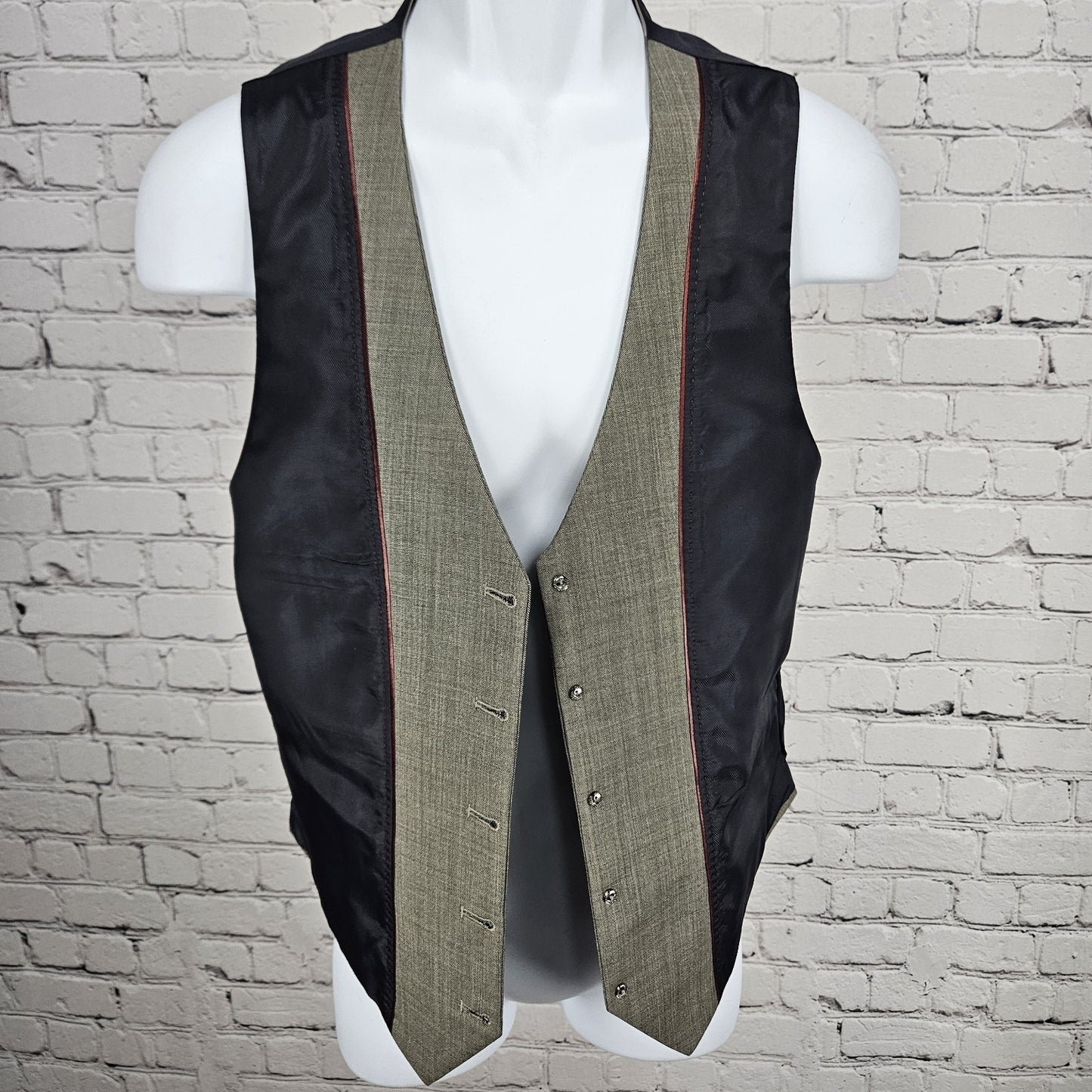 Bykowski Tailor & Garb Grey 5 Button Lined Welt Pockets Suit Vest Waistcoat 36