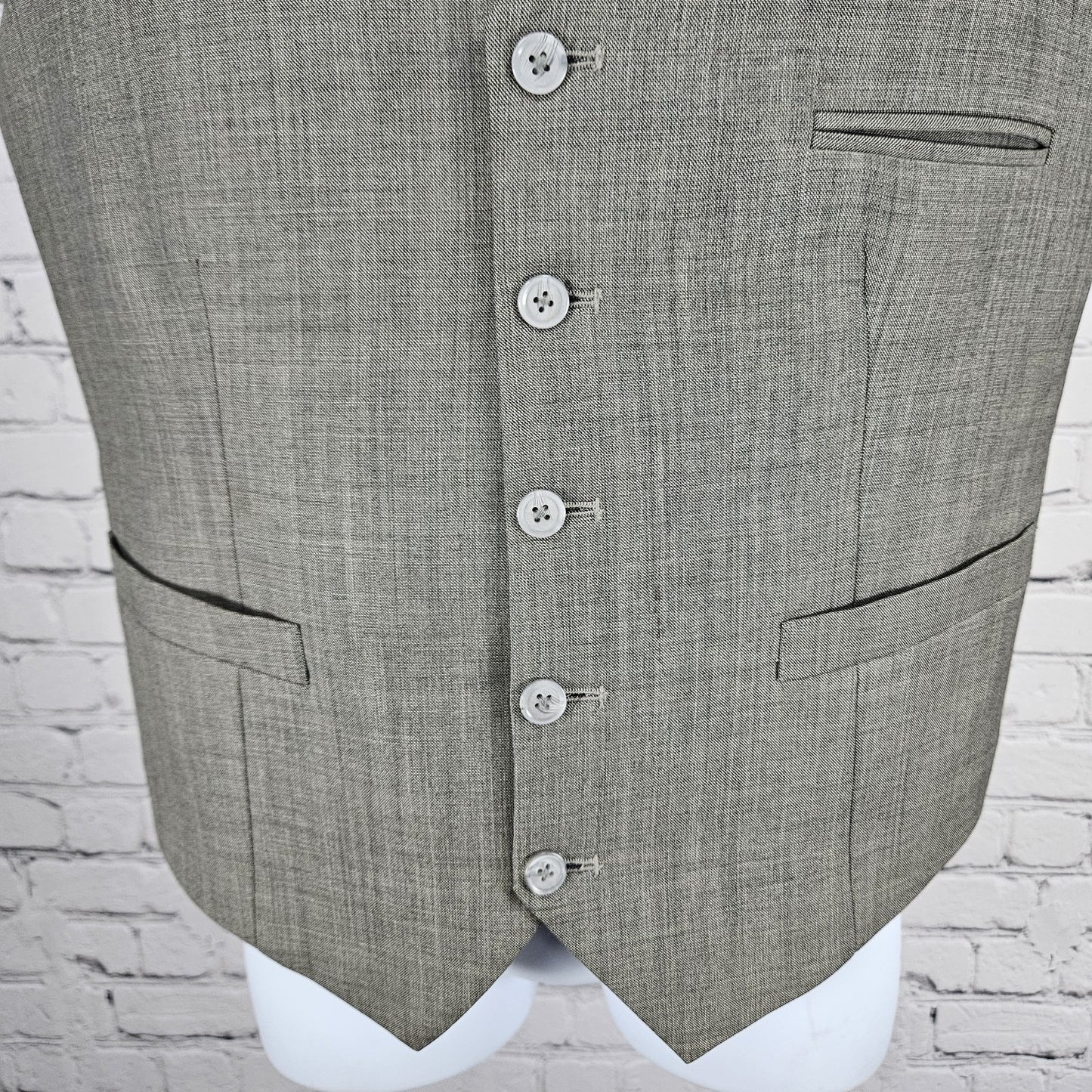 Bykowski Tailor & Garb Grey 5 Button Lined Welt Pockets Suit Vest Waistcoat 36