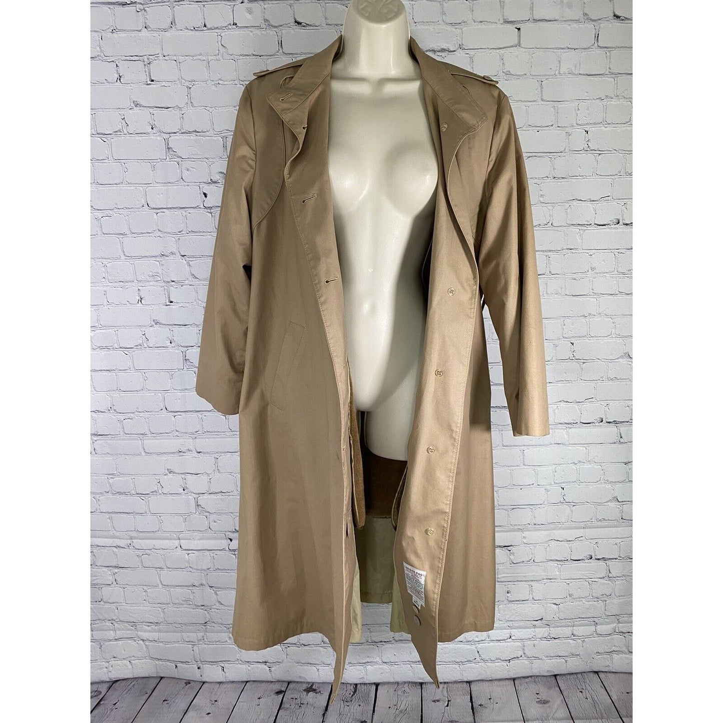 VTG London Fog Maincoats Tan Insulated Removable Lining Trench Coat Petite 14P
