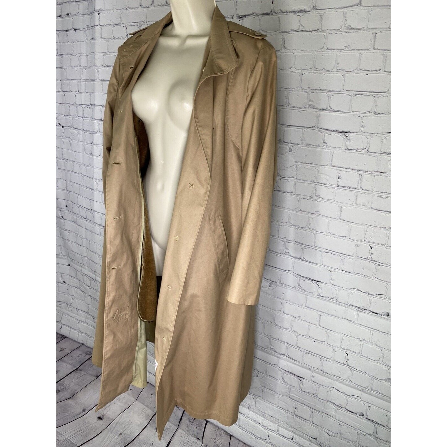 VTG London Fog Maincoats Tan Insulated Removable Lining Trench Coat Petite 14P