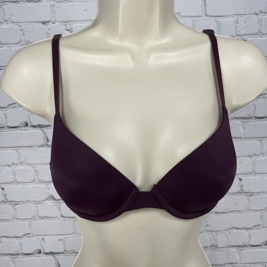 Pink Victoria's Secret Wear Everywhere T-Shirt Lightly Lined Purple Bra 32B