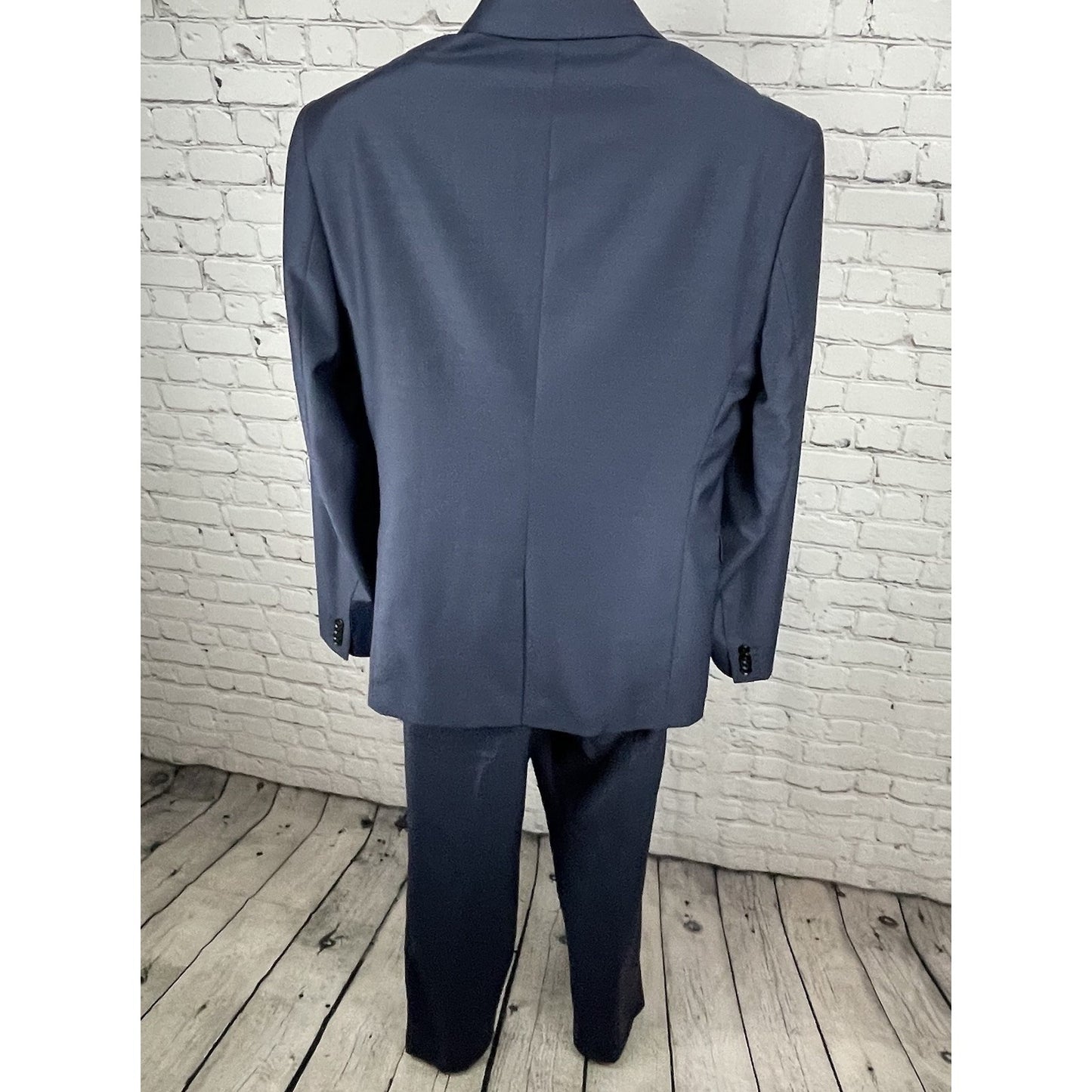 Express Blue Wool Blend Extra Slim 2 Button Vented Blazer Pant Suit 40 *defects