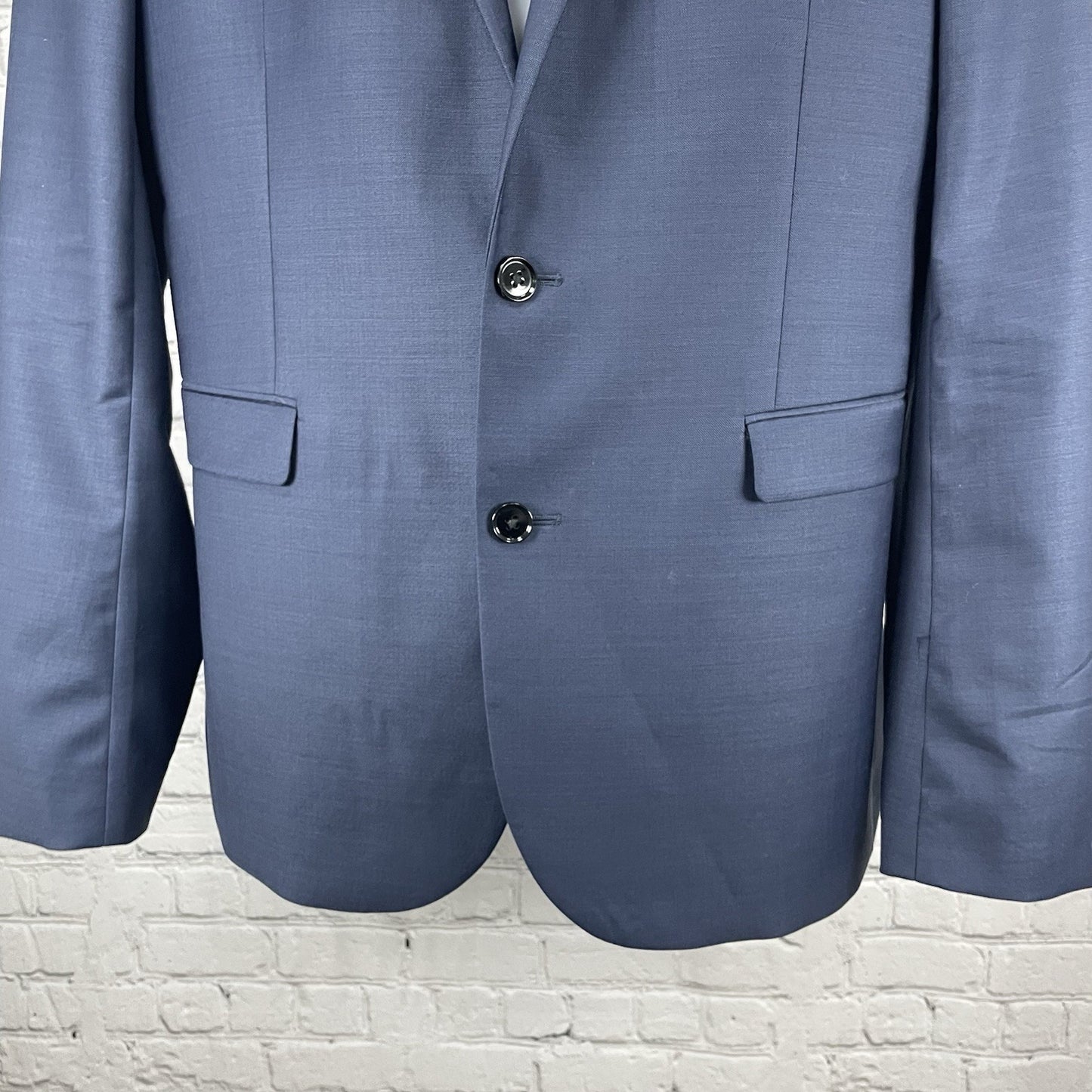 Express Blue Wool Blend Extra Slim 2 Button Vented Blazer Pant Suit 40 *defects