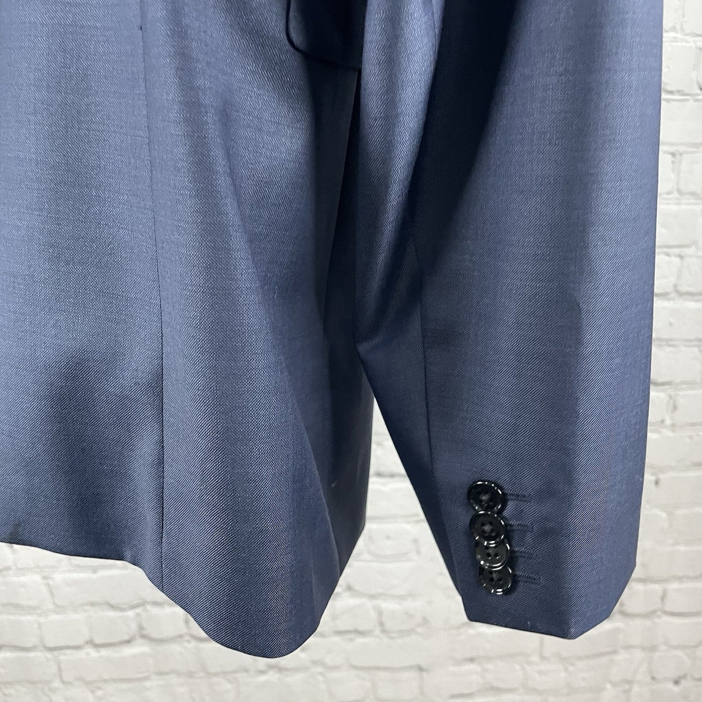 Express Blue Wool Blend Extra Slim 2 Button Vented Blazer Pant Suit 40 *defects