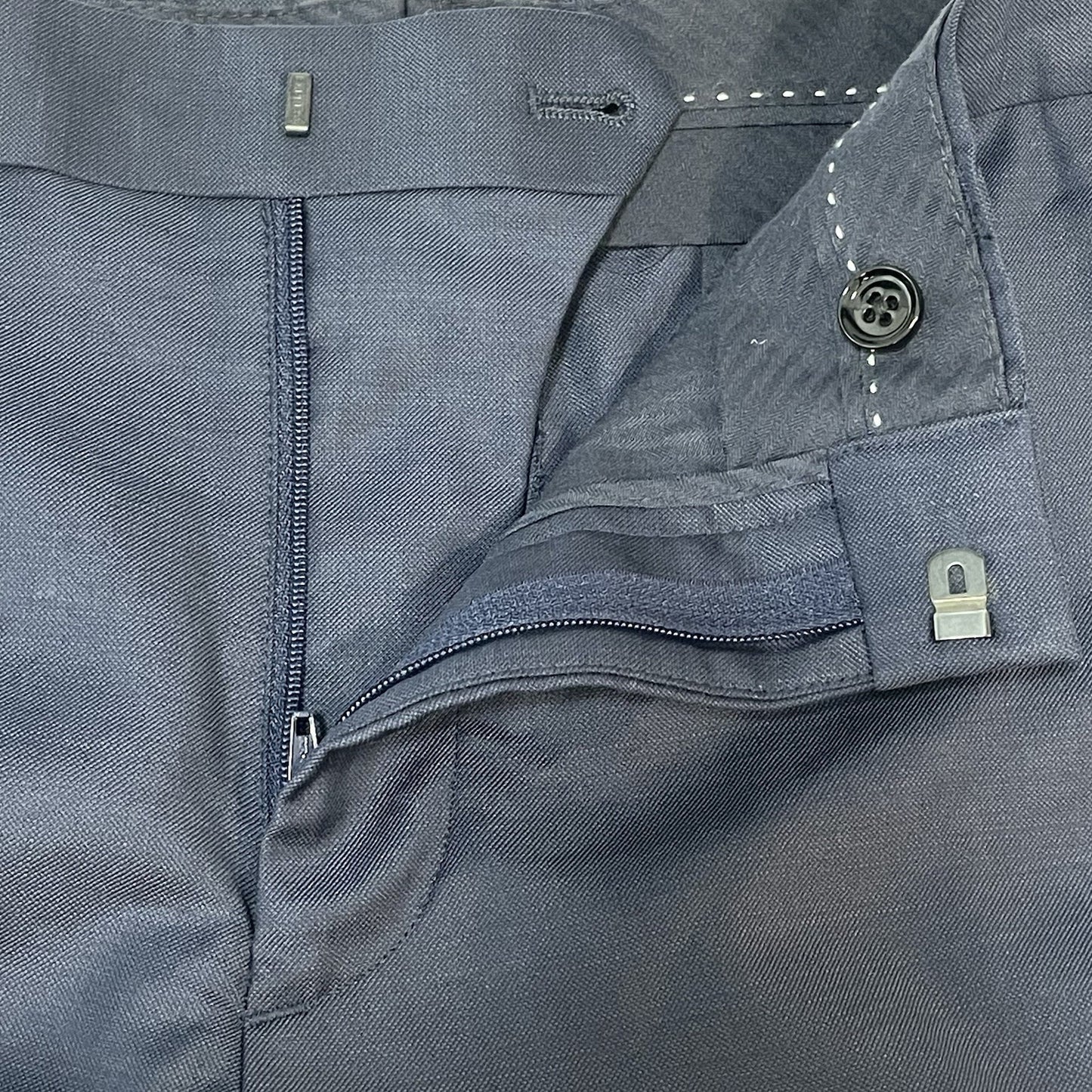 Express Blue Wool Blend Extra Slim 2 Button Vented Blazer Pant Suit 40 *defects