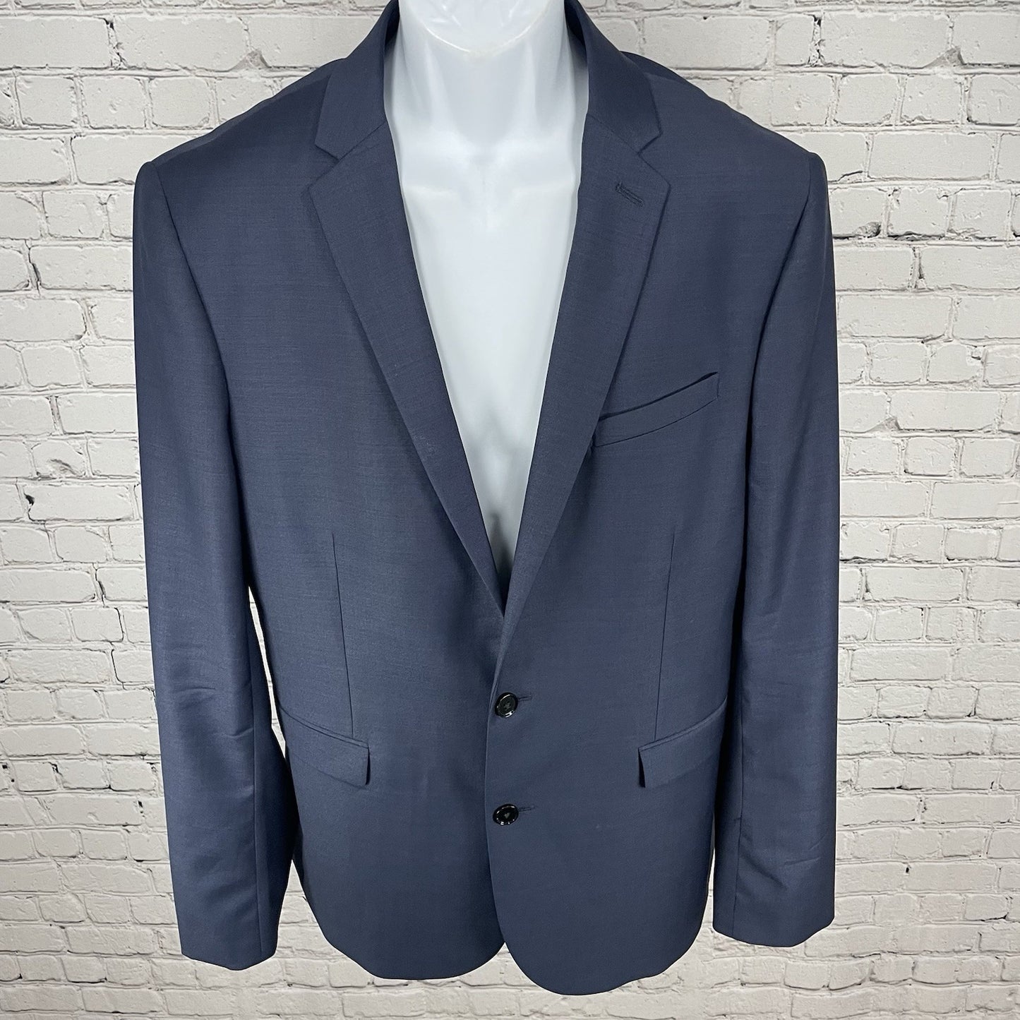 Express Blue Wool Blend Extra Slim 2 Button Vented Blazer Pant Suit 40 *defects