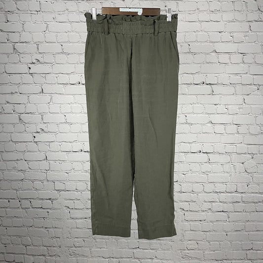 Zara Green Lightweight Elastic Waist High Rise Tapered Pants Size US Small S