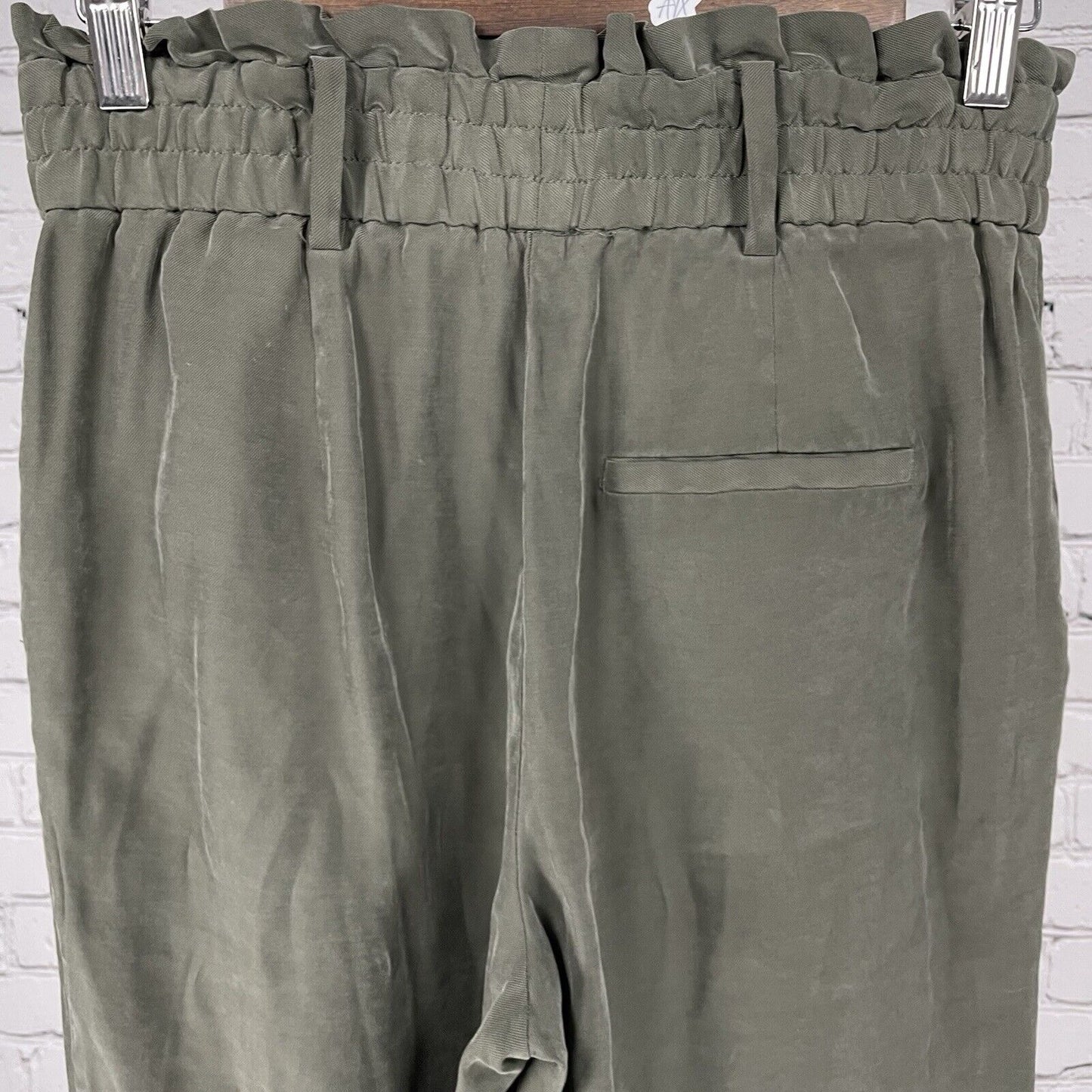 Zara Green Lightweight Elastic Waist High Rise Tapered Pants Size US Small S