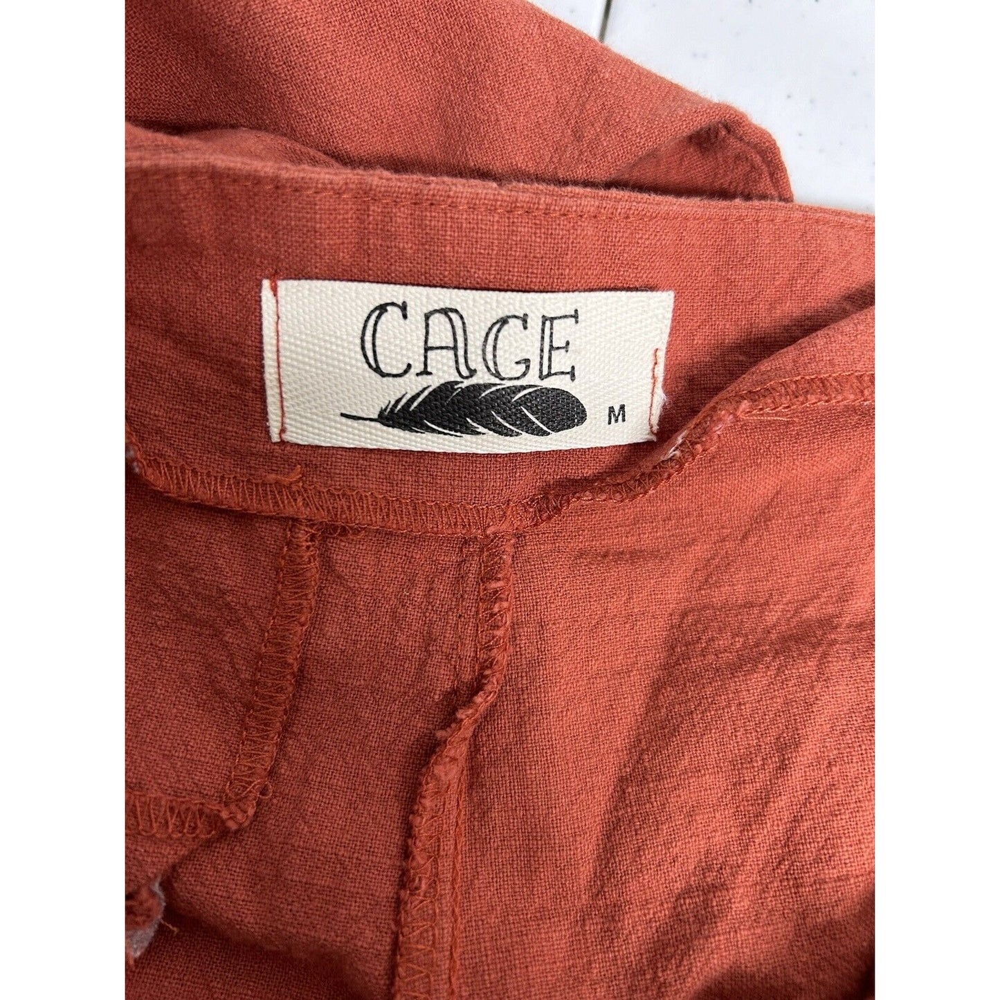 CAGE Orange Pleated Button Up Side Belted High Rise Women’s Pants (30 x 25.5)