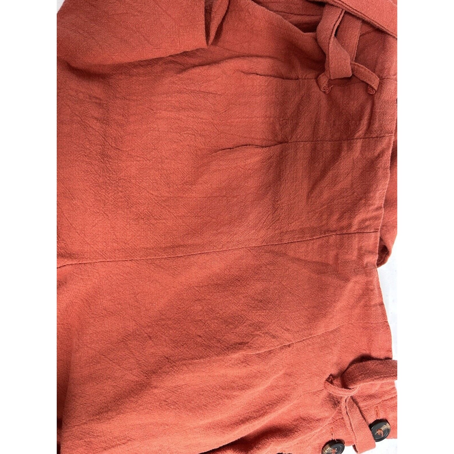 CAGE Orange Pleated Button Up Side Belted High Rise Women’s Pants (30 x 25.5)
