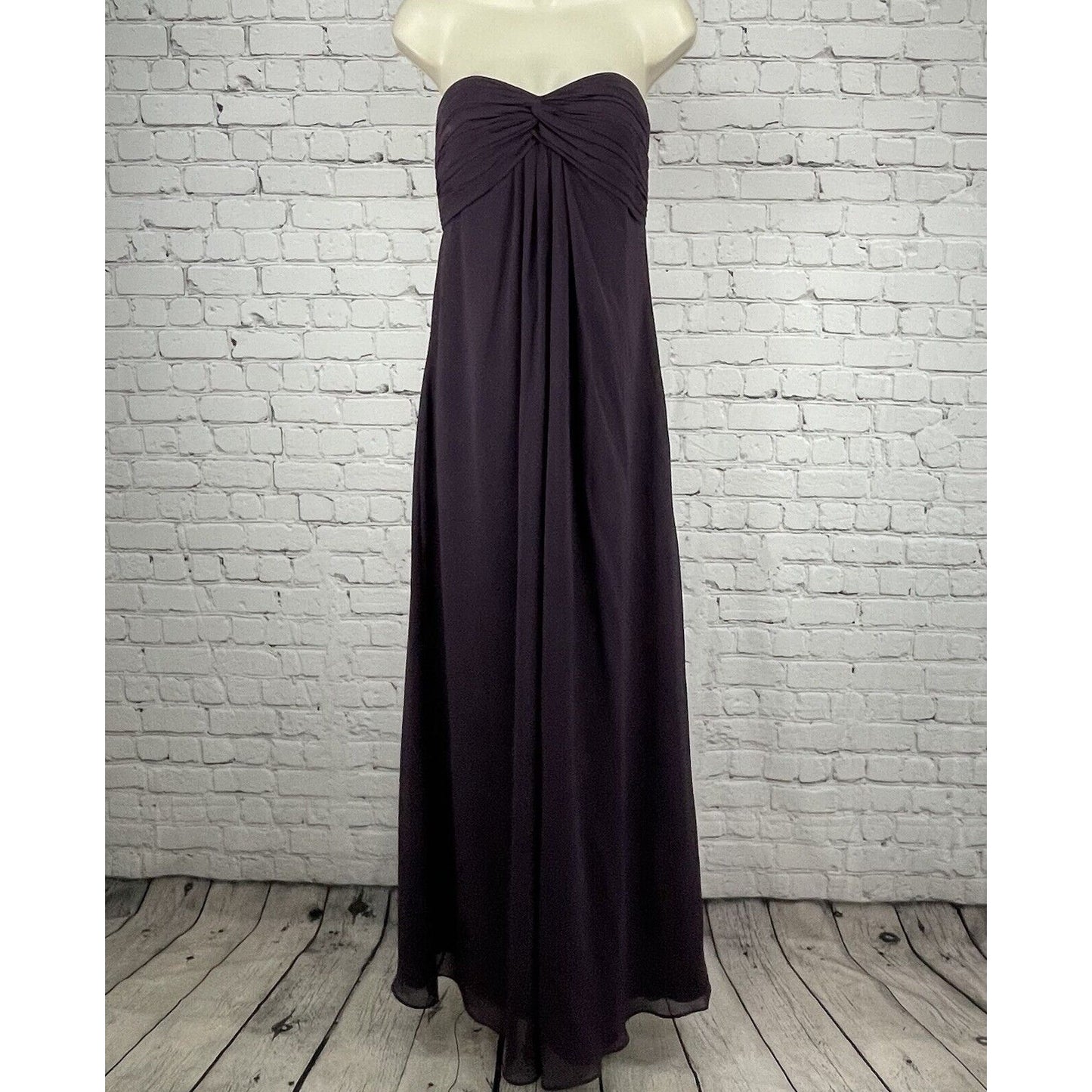 Bill Levkoff Purple Strapless Zipped Empire Maxi Dress Gown Lined Size 6