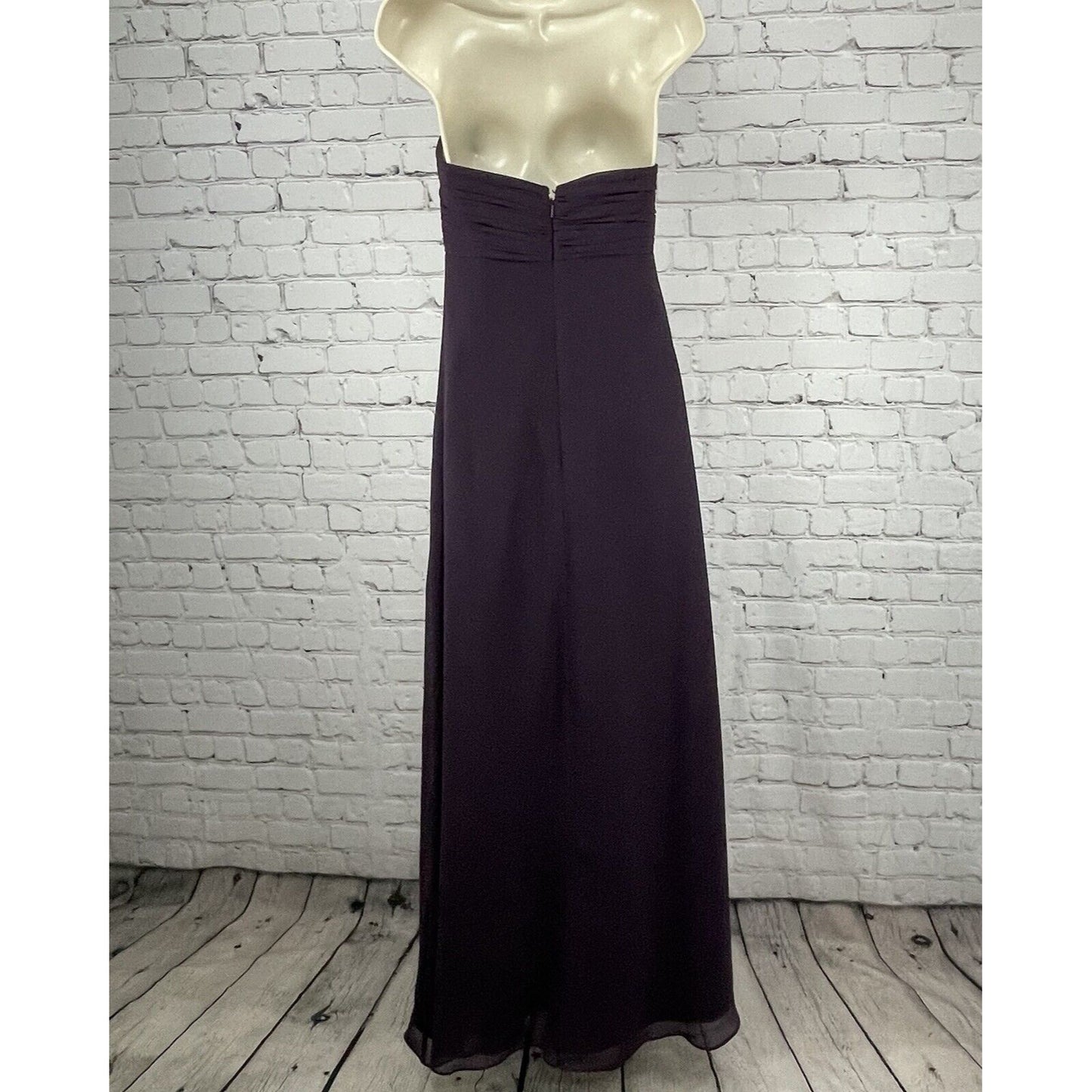 Bill Levkoff Purple Strapless Zipped Empire Maxi Dress Gown Lined Size 6