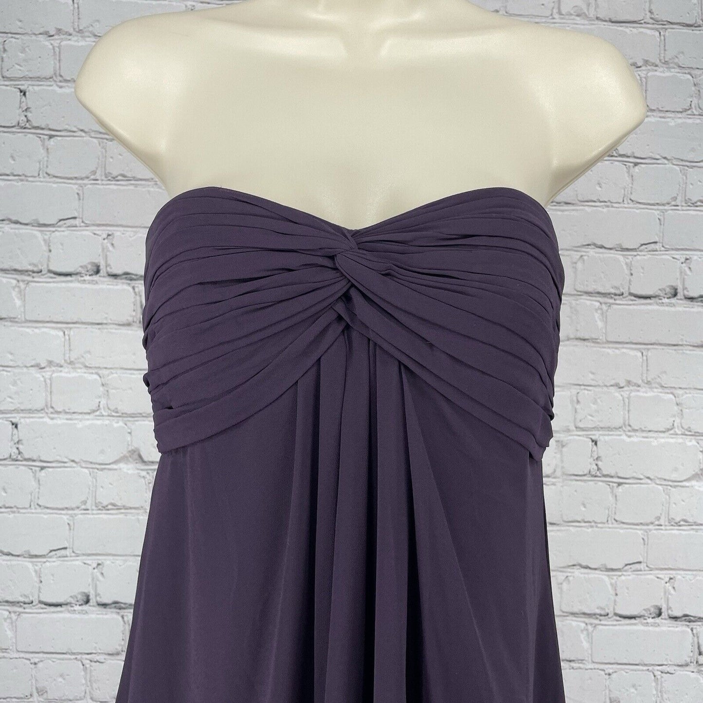 Bill Levkoff Purple Strapless Zipped Empire Maxi Dress Gown Lined Size 6