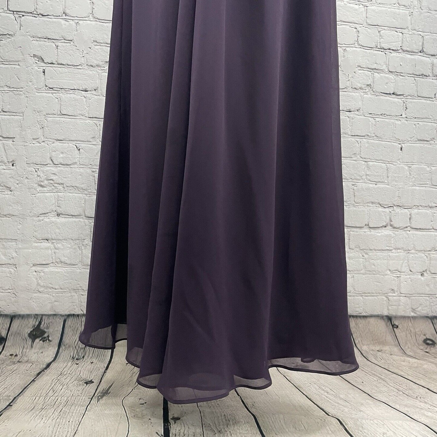 Bill Levkoff Purple Strapless Zipped Empire Maxi Dress Gown Lined Size 6