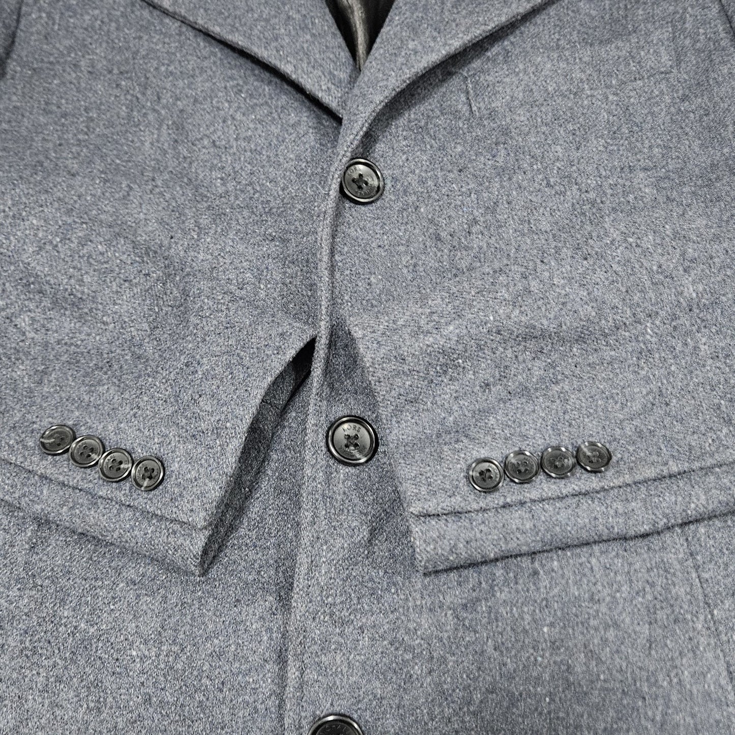 Michael Kors Grey Wool Blend Buttoned Notch Lapel Inner Pockets Over Coat 40R