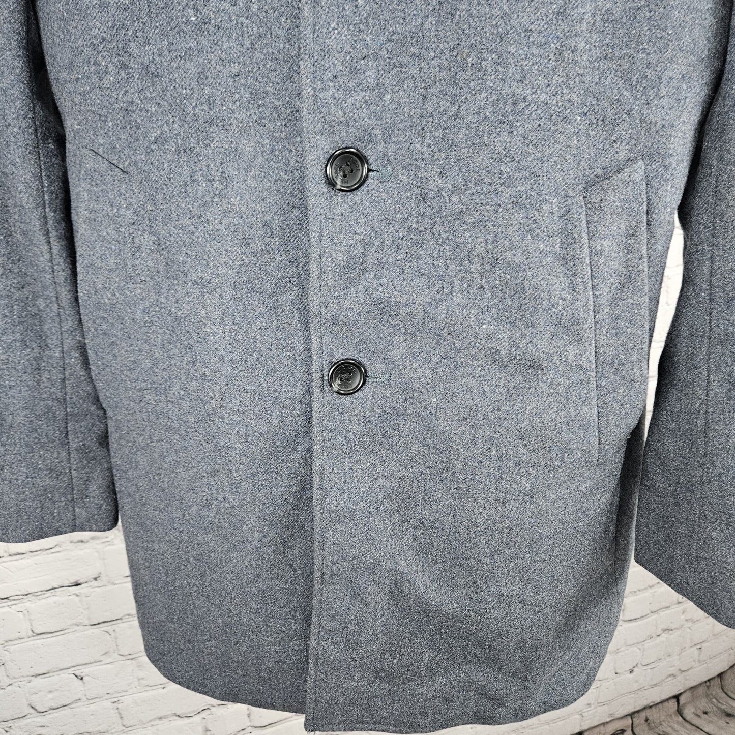 Michael Kors Grey Wool Blend Buttoned Notch Lapel Inner Pockets Over Coat 40R