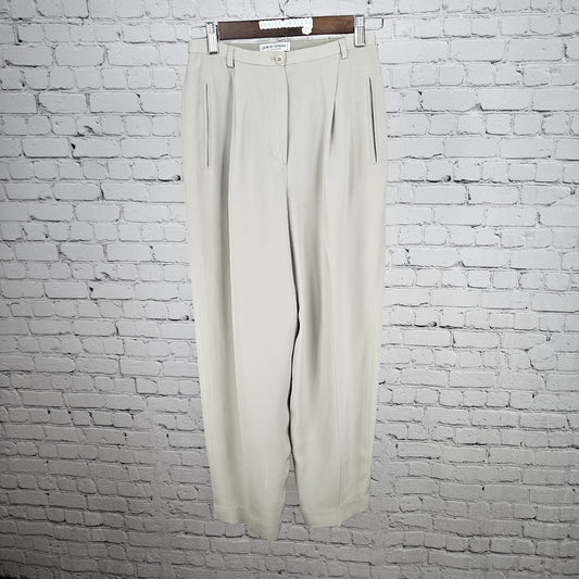 VTG Giorgio Armani Beige Silk Blend Gruppo GFT Lined Dress Pants Italy 4 (24x28)