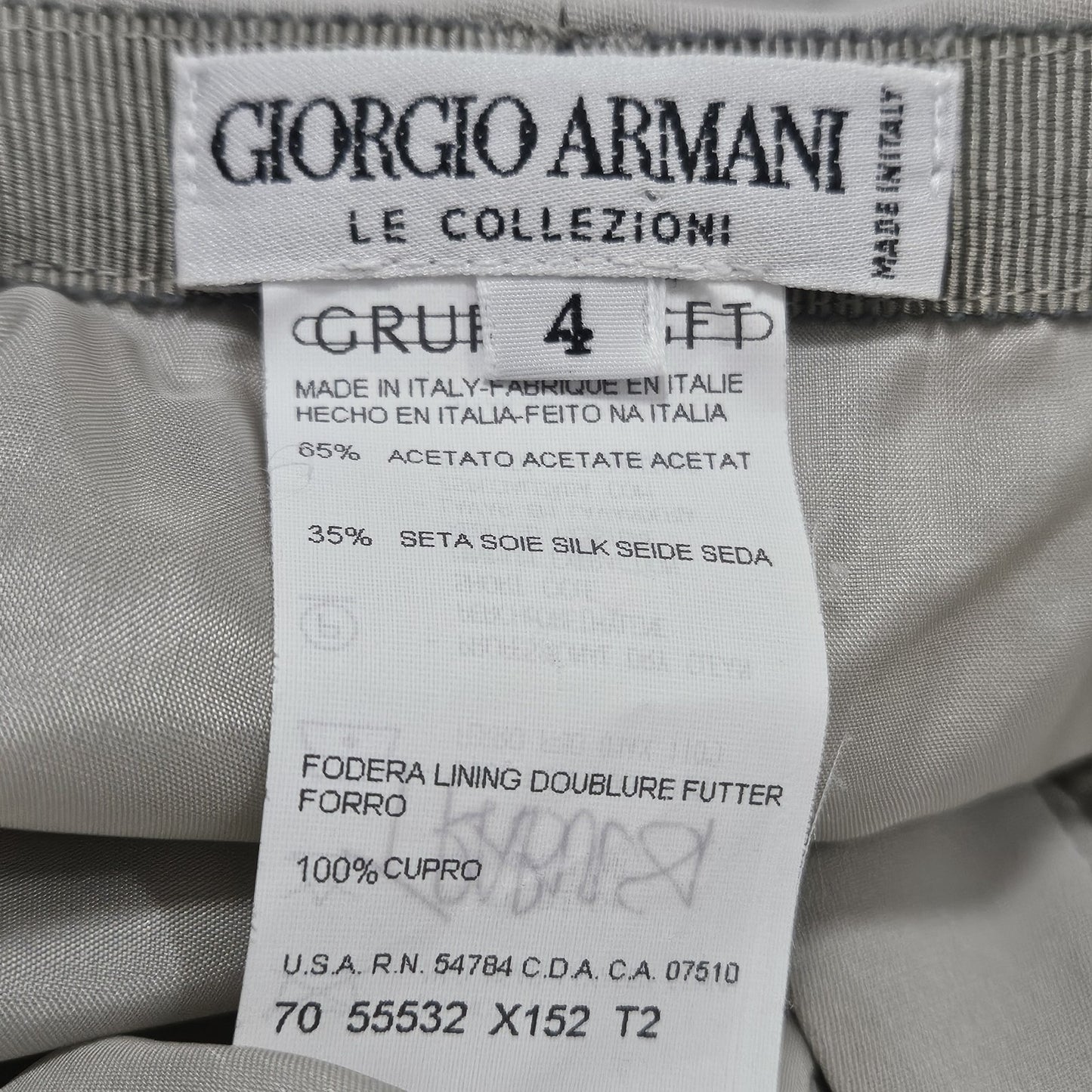 VTG Giorgio Armani Beige Silk Blend Gruppo GFT Lined Dress Pants Italy 4 (24x28)