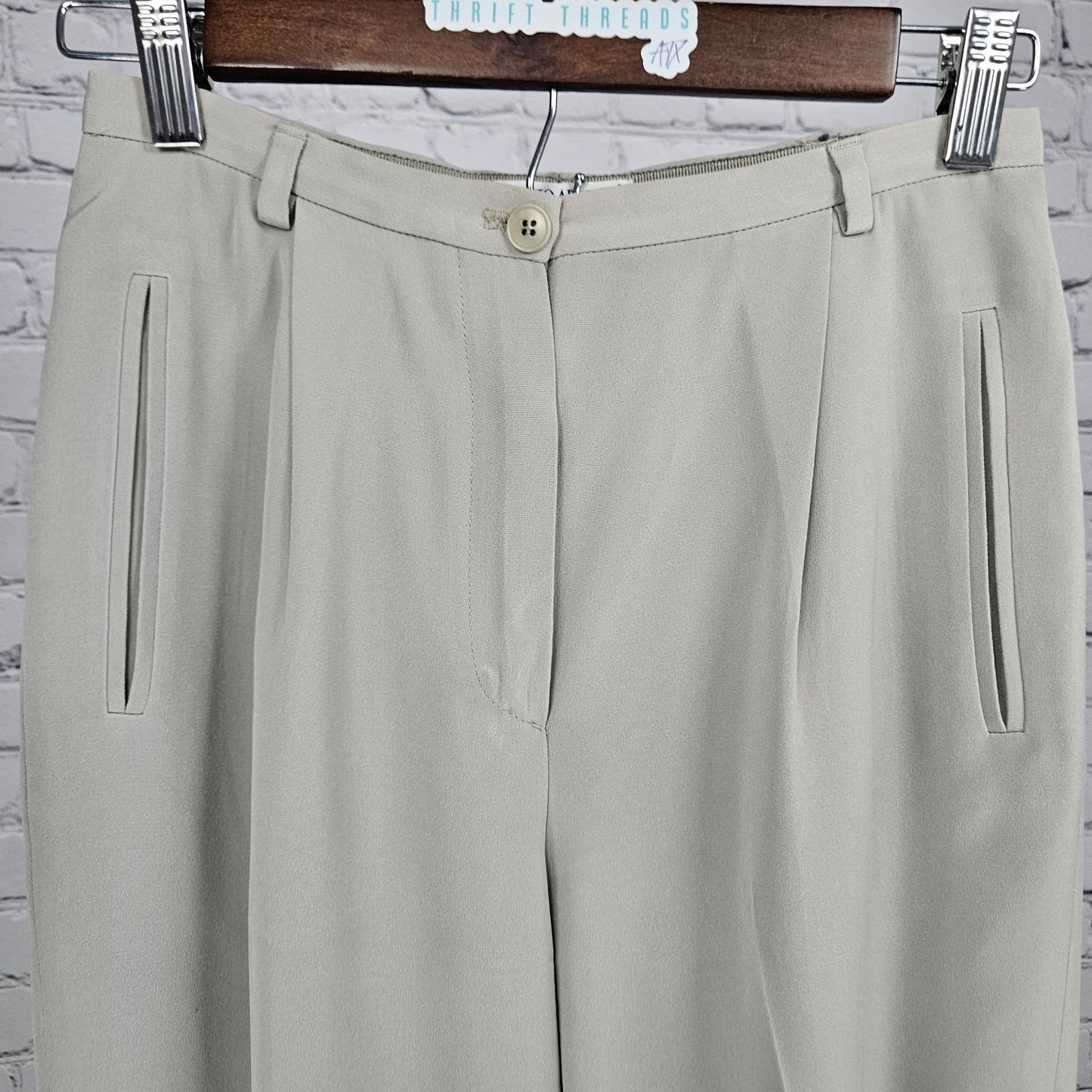 VTG Giorgio Armani Beige Silk Blend Gruppo GFT Lined Dress Pants Italy 4 (24x28)