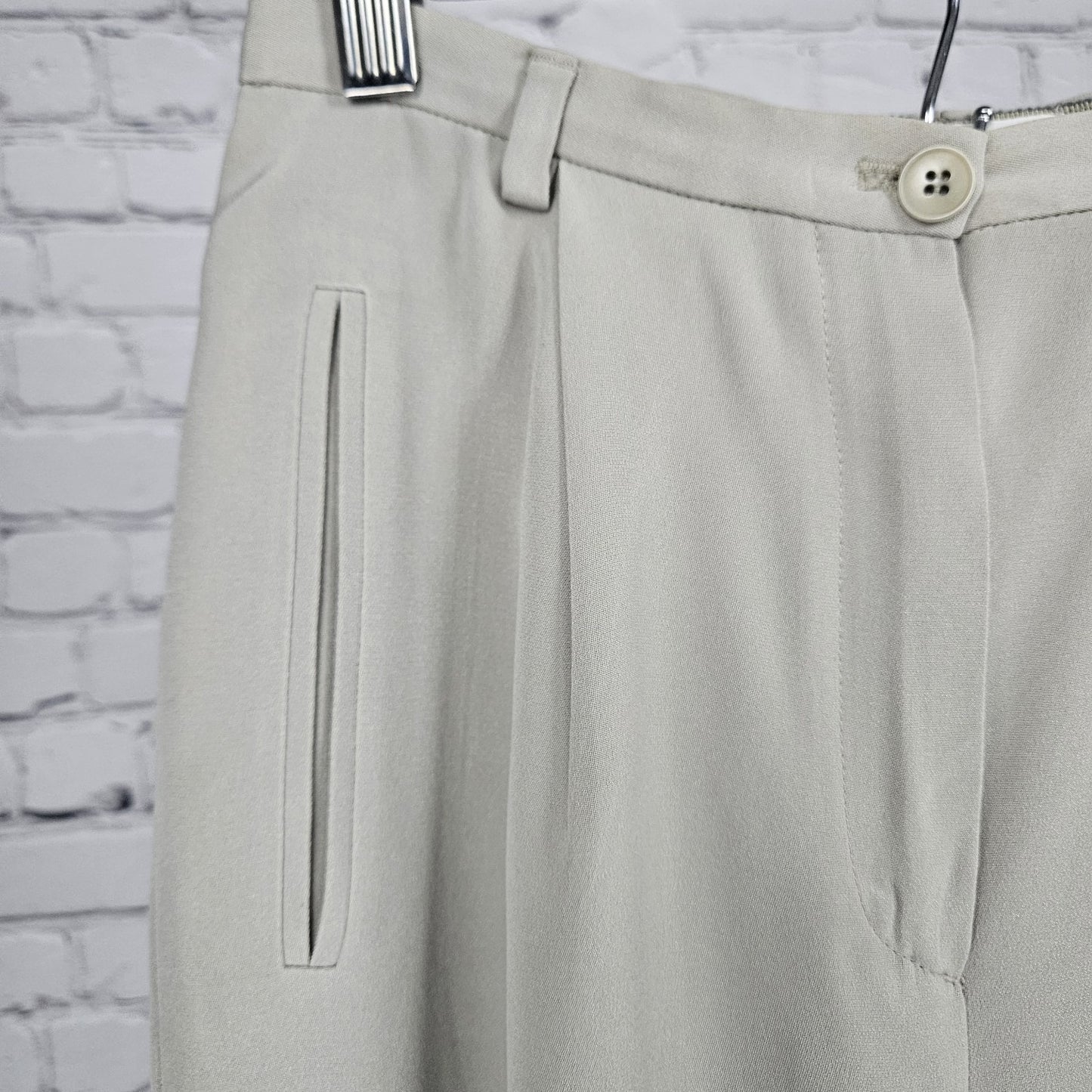 VTG Giorgio Armani Beige Silk Blend Gruppo GFT Lined Dress Pants Italy 4 (24x28)