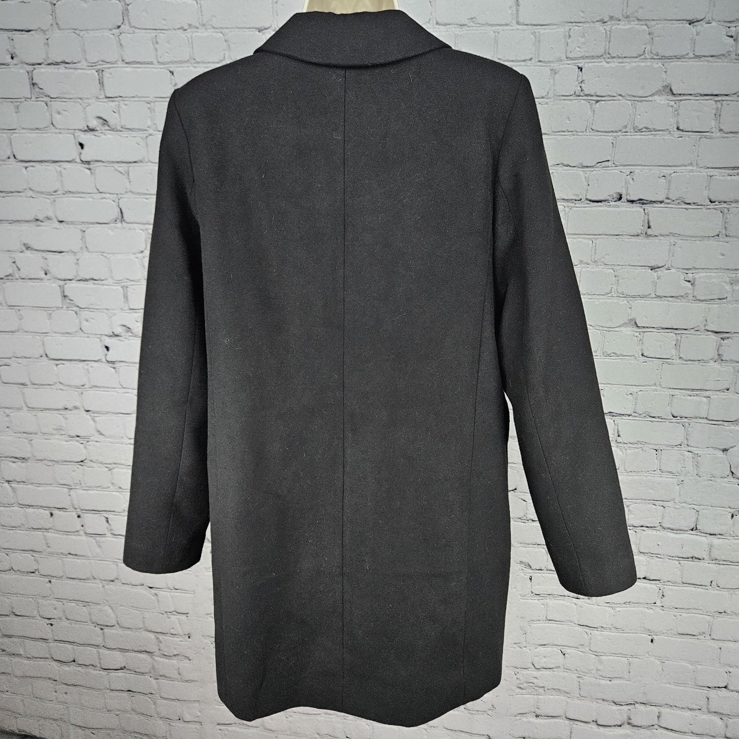ASOS Black Buttoned Peak Lapel Zipped Pockets Lined Classic Over Coat 6
