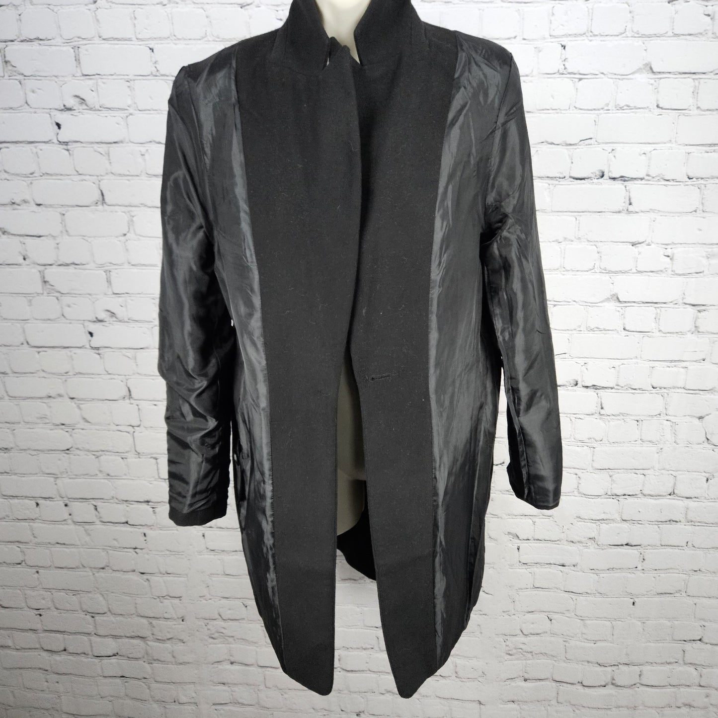 ASOS Black Buttoned Peak Lapel Zipped Pockets Lined Classic Over Coat 6