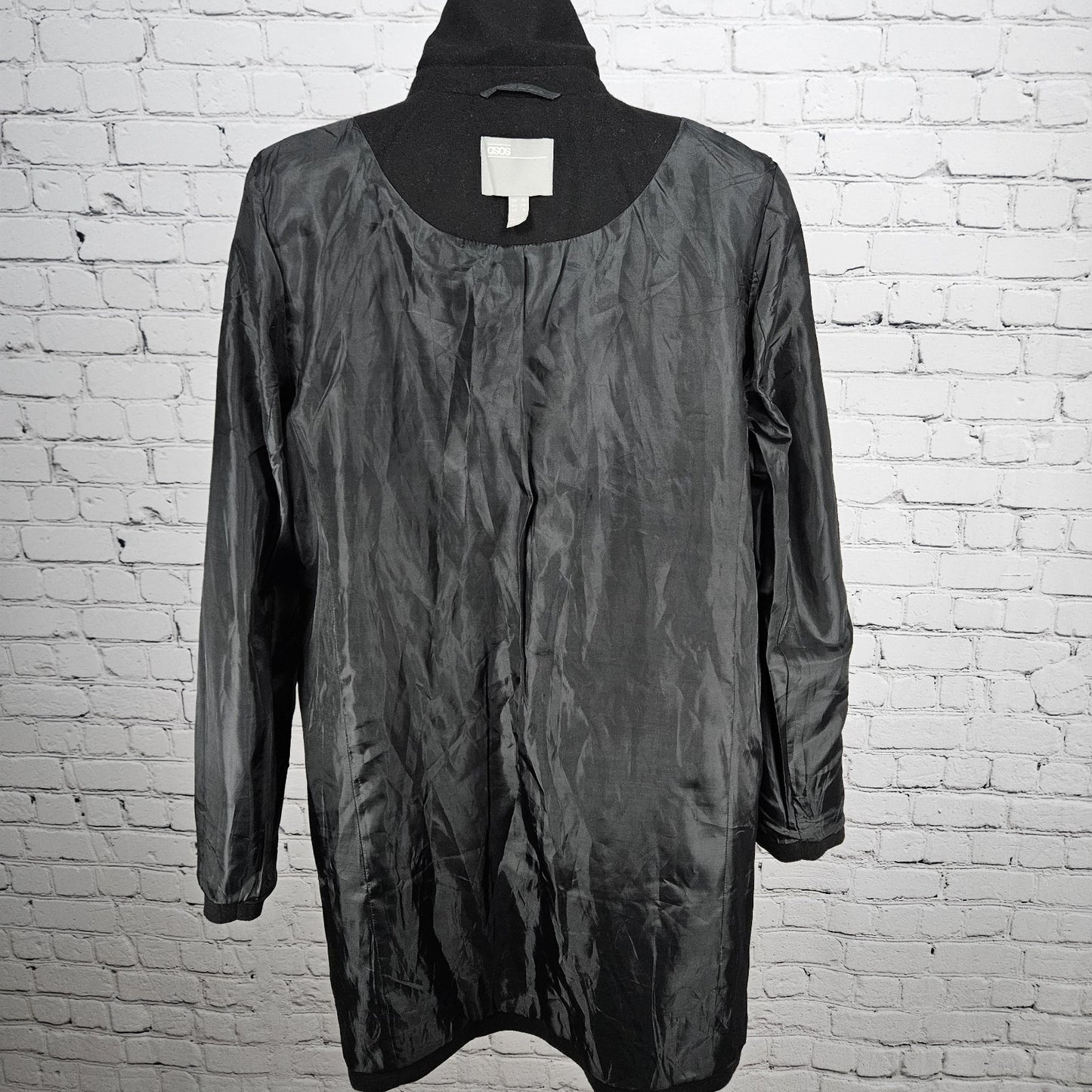 ASOS Black Buttoned Peak Lapel Zipped Pockets Lined Classic Over Coat 6