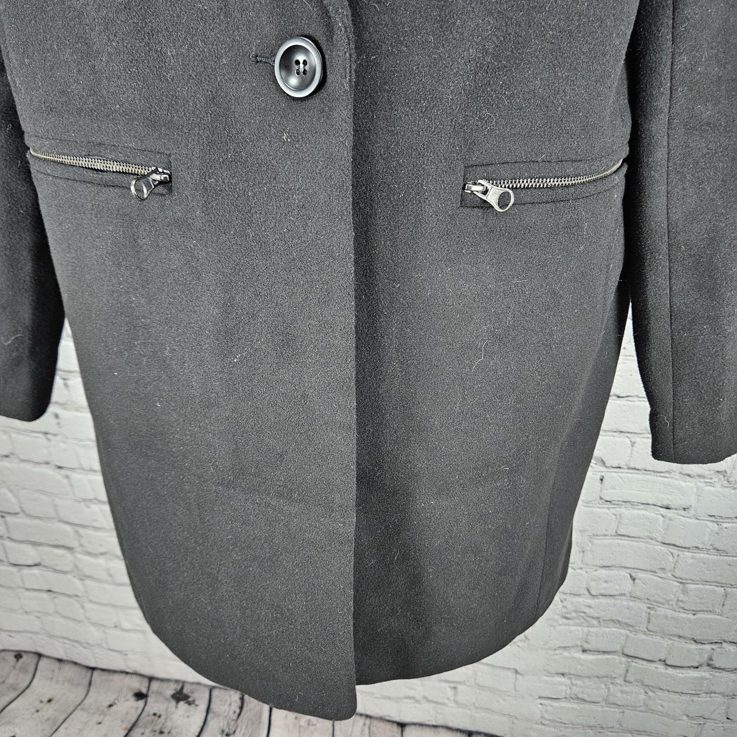 ASOS Black Buttoned Peak Lapel Zipped Pockets Lined Classic Over Coat 6