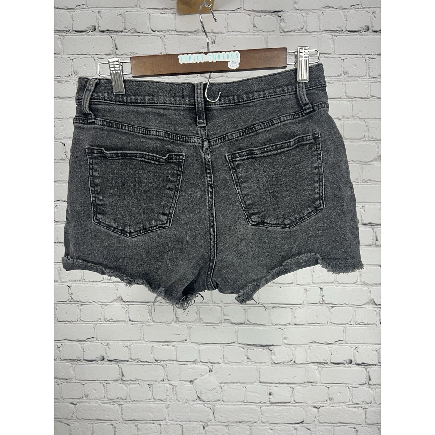 Madewell Grey Black Cotton Raw Hem Short Denim Jean Shorts High Rise 27 (28x3.5)