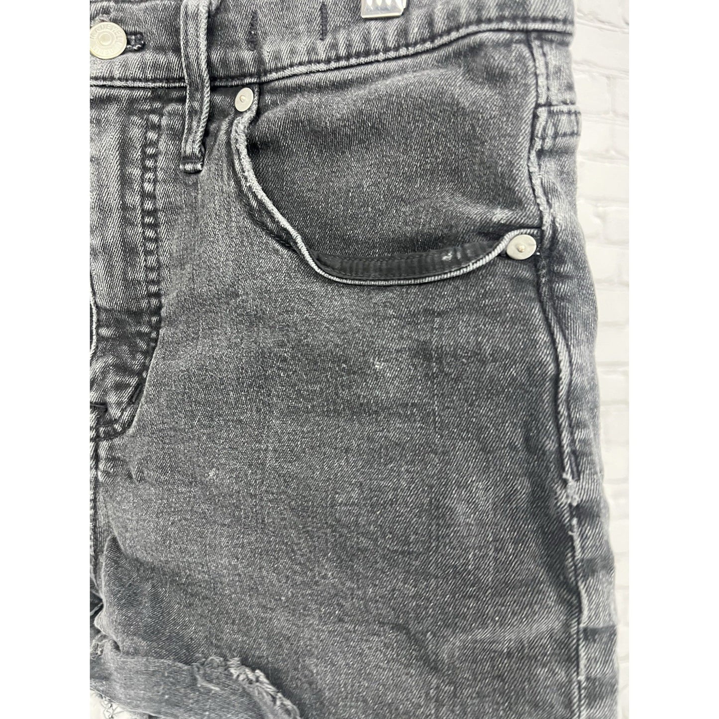 Madewell Grey Black Cotton Raw Hem Short Denim Jean Shorts High Rise 27 (28x3.5)