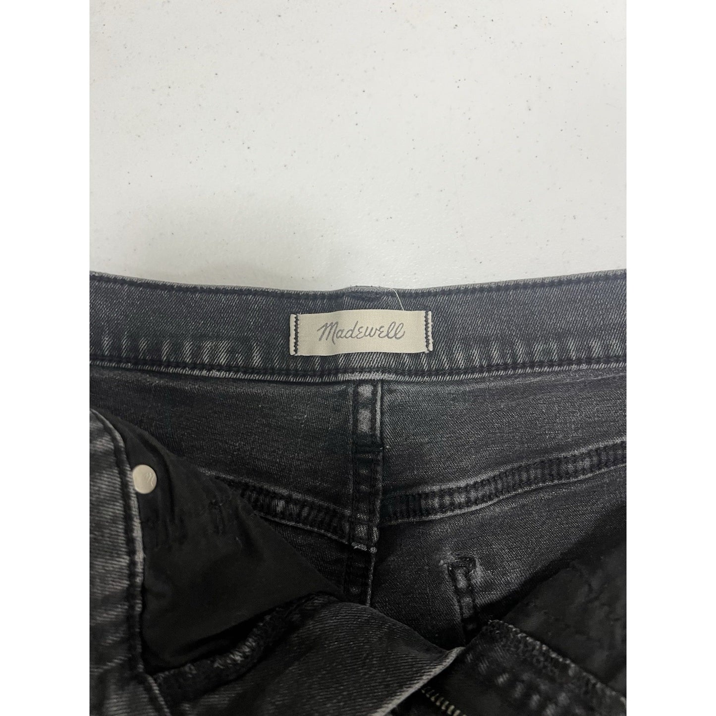 Madewell Grey Black Cotton Raw Hem Short Denim Jean Shorts High Rise 27 (28x3.5)