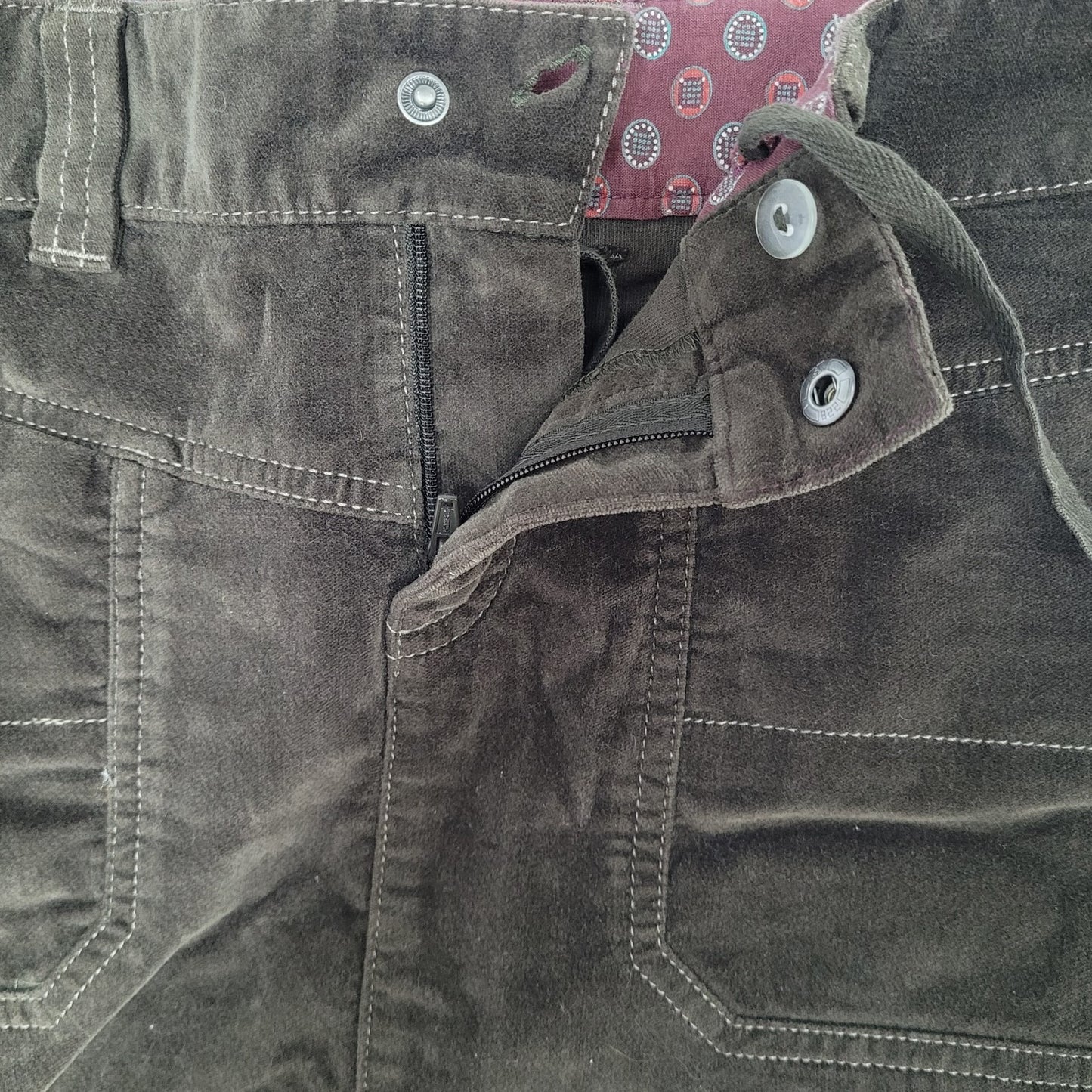 Athleta Green Brown Corduroy Cotton Stretch Pockets Mini Skirt Size 6 (30x16.5)