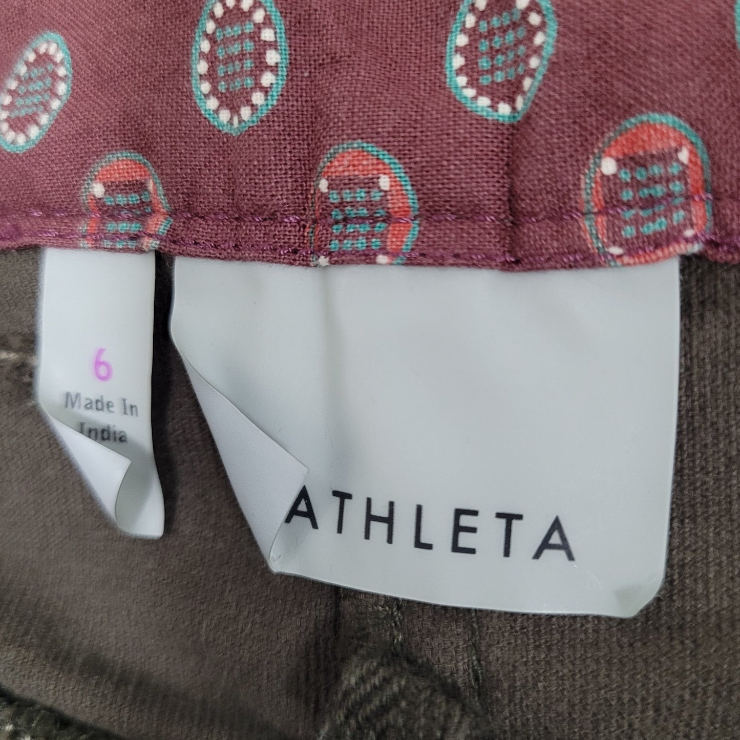 Athleta Green Brown Corduroy Cotton Stretch Pockets Mini Skirt Size 6 (30x16.5)