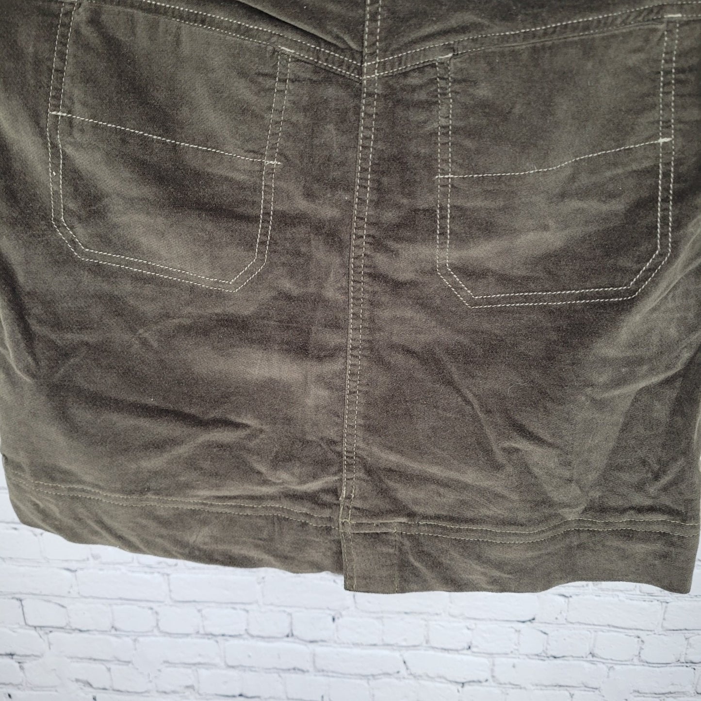 Athleta Green Brown Corduroy Cotton Stretch Pockets Mini Skirt Size 6 (30x16.5)