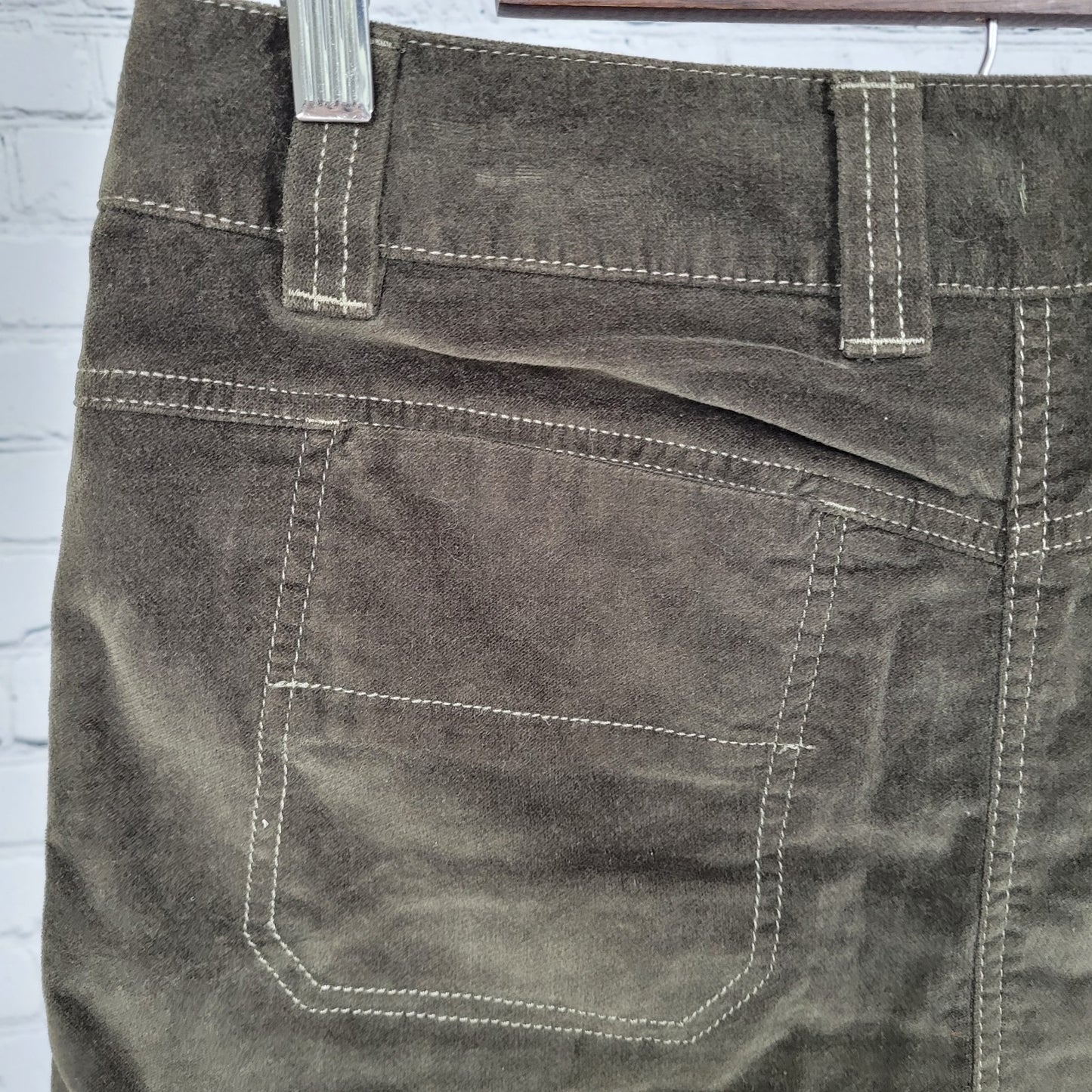 Athleta Green Brown Corduroy Cotton Stretch Pockets Mini Skirt Size 6 (30x16.5)