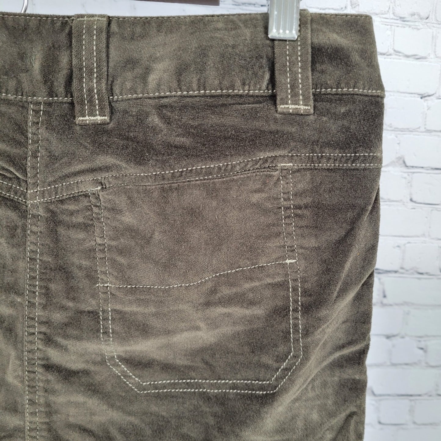 Athleta Green Brown Corduroy Cotton Stretch Pockets Mini Skirt Size 6 (30x16.5)