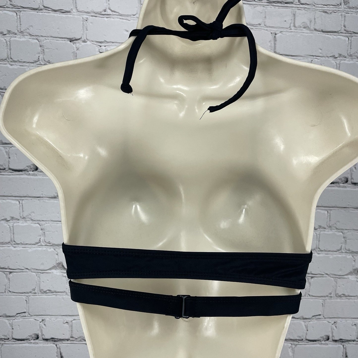 Oakley Black Unpadded Lined Halter Tie Swimsuit Bikini Top USA Made Size Small S