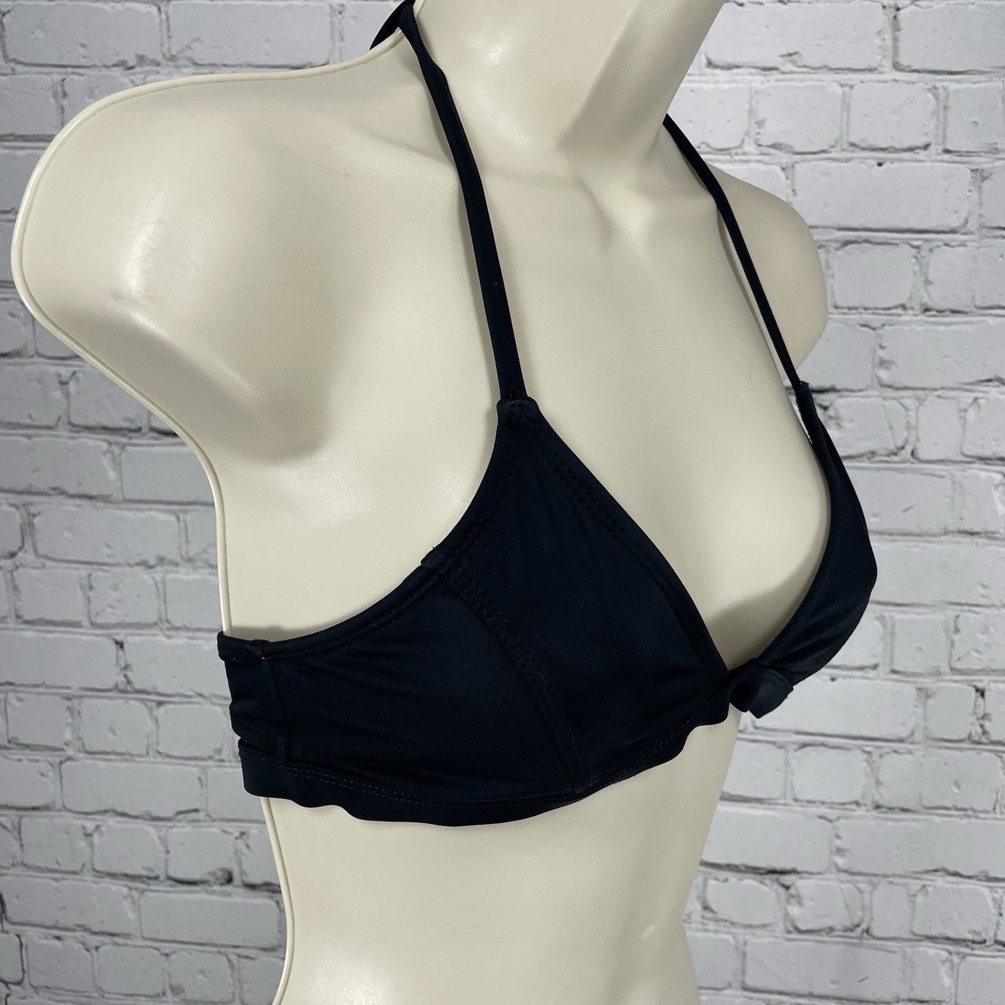 Oakley Black Unpadded Lined Halter Tie Swimsuit Bikini Top USA Made Size Small S