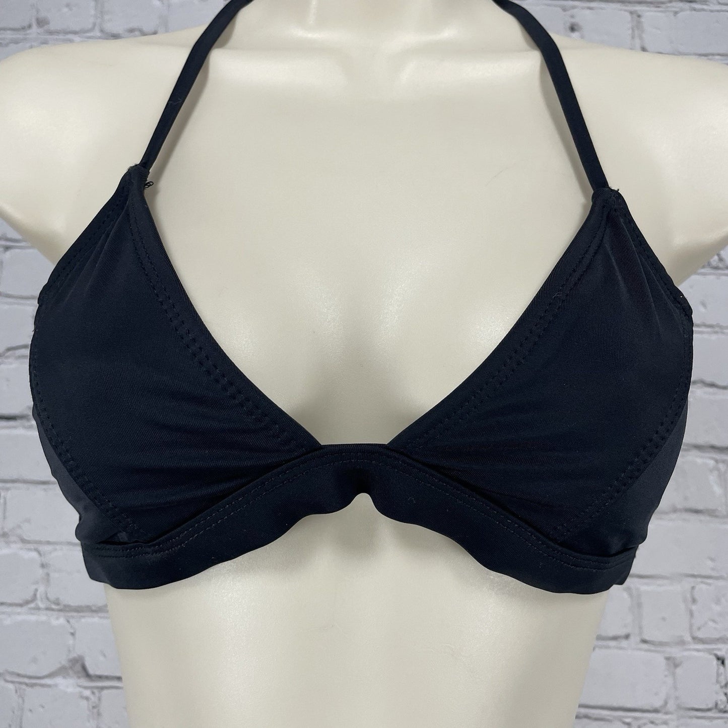 Oakley Black Unpadded Lined Halter Tie Swimsuit Bikini Top USA Made Size Small S