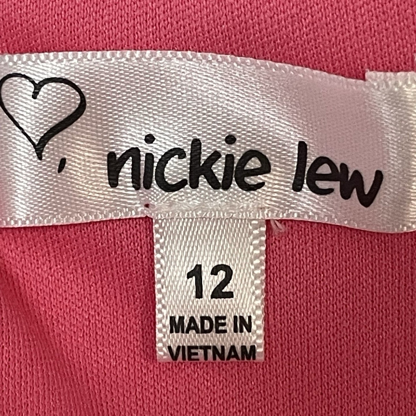 NWT Nickie Lew Pink Rhinestone A Line Stretch Zip High Neck Dress Girls Size 12