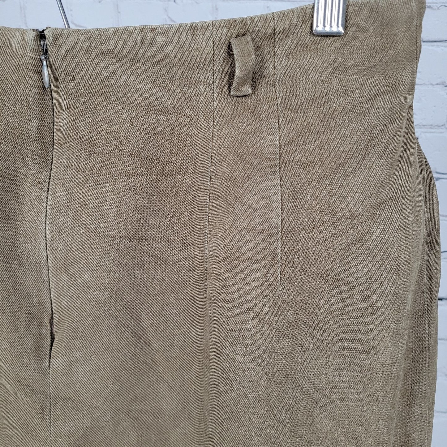 VTG Linda Allard By Ellen Tracy Brown 100% Silk Pencil Skirt Size 14 (30x30.5)