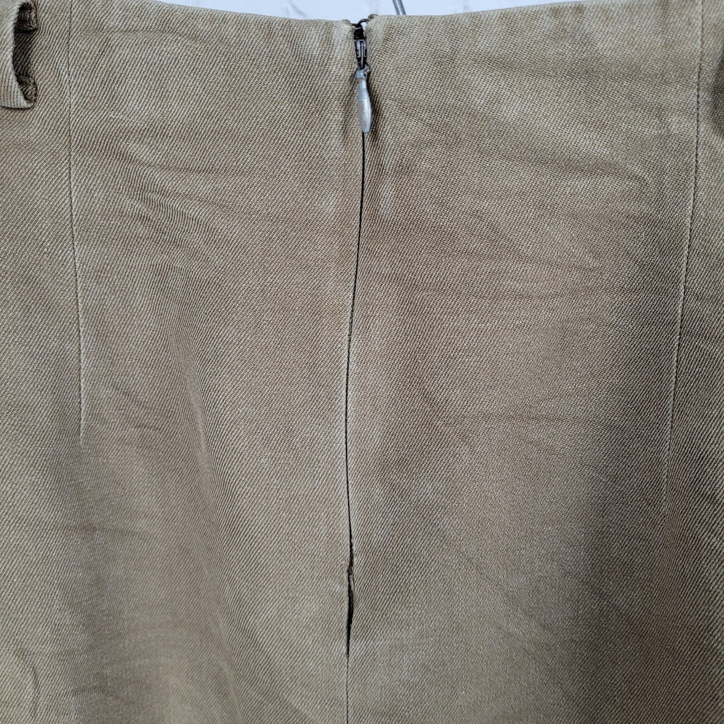 VTG Linda Allard By Ellen Tracy Brown 100% Silk Pencil Skirt Size 14 (30x30.5)