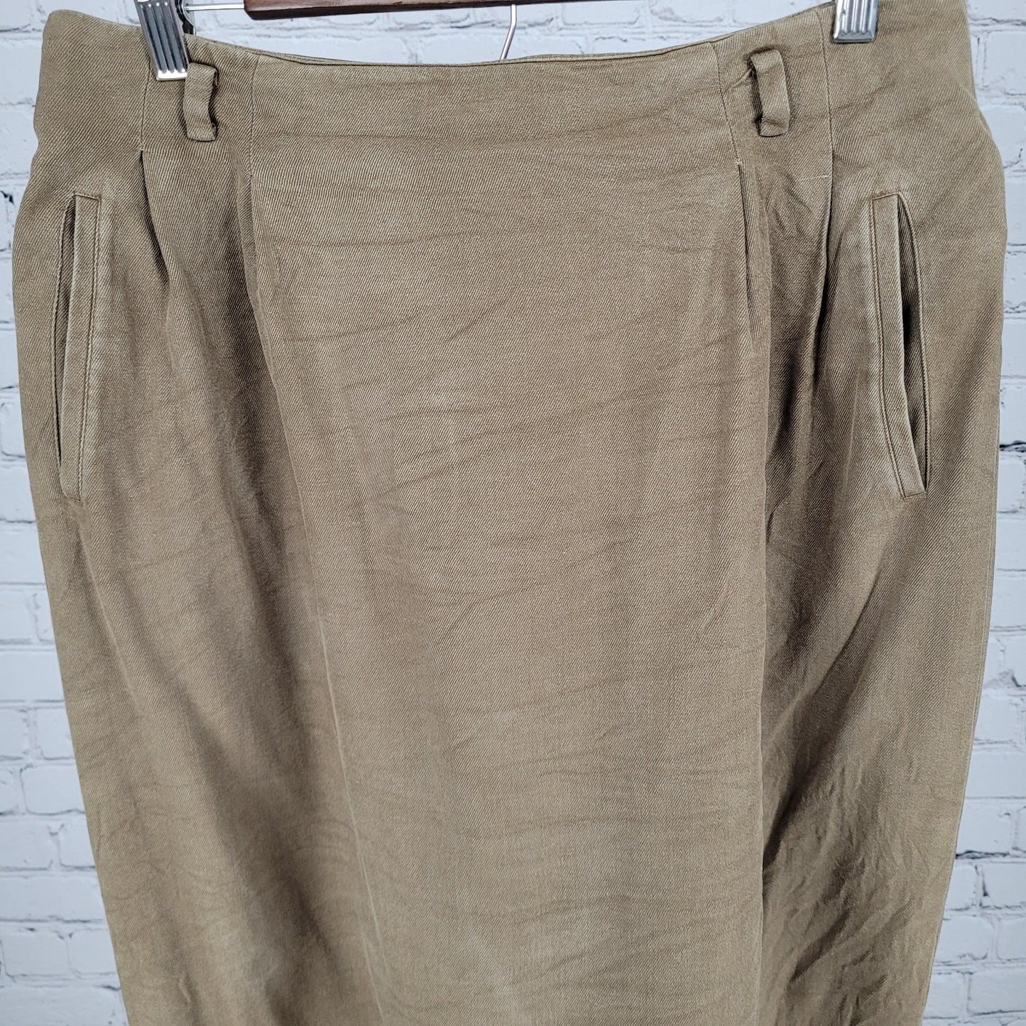 VTG Linda Allard By Ellen Tracy Brown 100% Silk Pencil Skirt Size 14 (30x30.5)