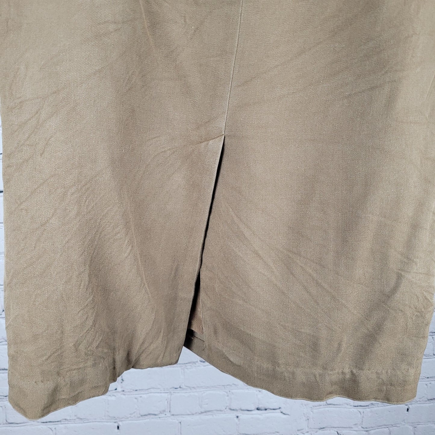 VTG Linda Allard By Ellen Tracy Brown 100% Silk Pencil Skirt Size 14 (30x30.5)