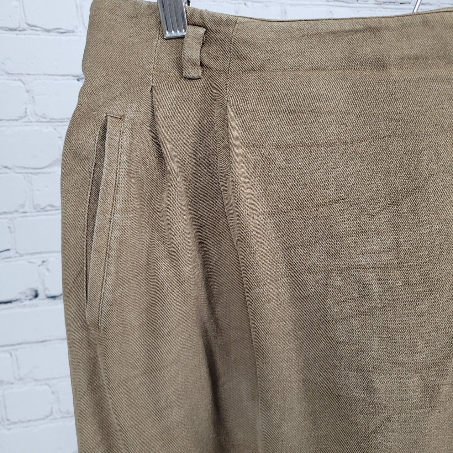 VTG Linda Allard By Ellen Tracy Brown 100% Silk Pencil Skirt Size 14 (30x30.5)