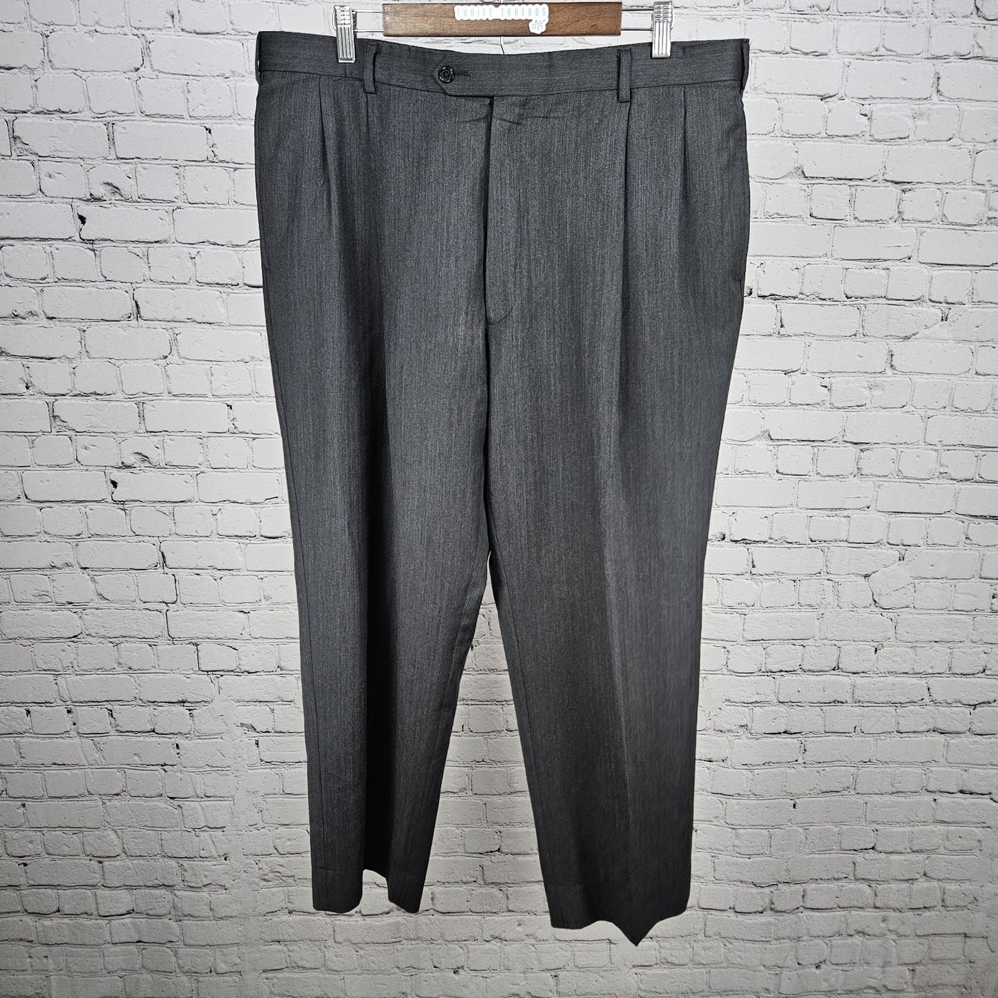 Jos A Bank Grey 100% Wool Flat Front Straight Leg Dress Pants 39R (39x28)